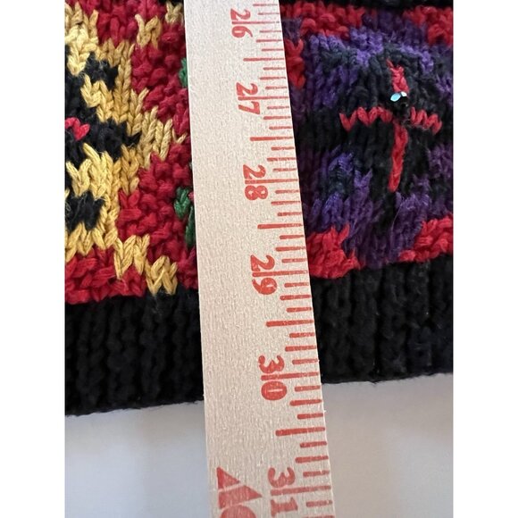 Vintage 90s handknit Knitting Needles holiday snowflake turtleneck sweater L - Picture 9 of 11